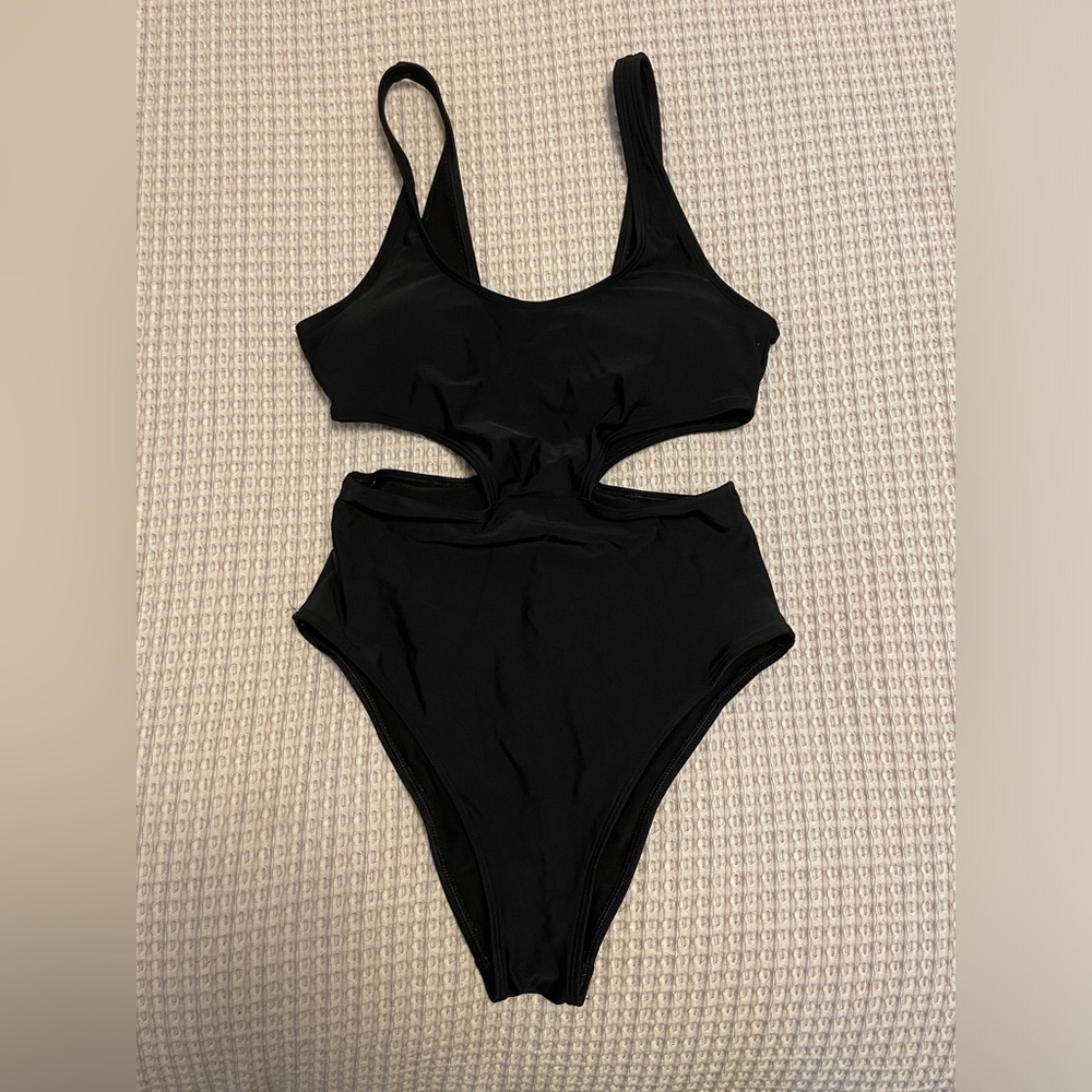 Aerie Cutout One Piece Black Swimsuit